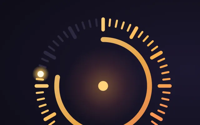 A glowing clock dial