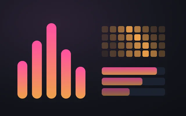 Glowing music bars beside a listening heatmap