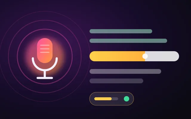 A glowing microphone beside lyric lines lighting up