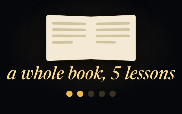 A book page with five lessons