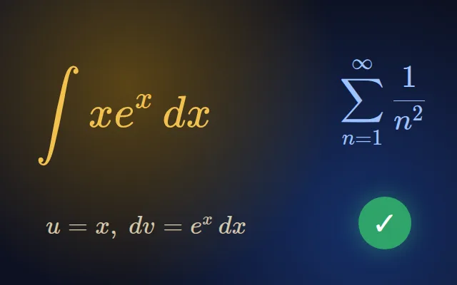 An integral and a series with a green check mark