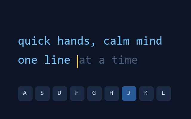 A line of text being typed
