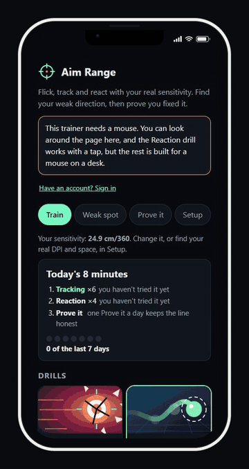 Aim Range running on a phone