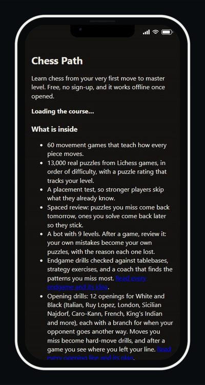 Chess Path running on a phone