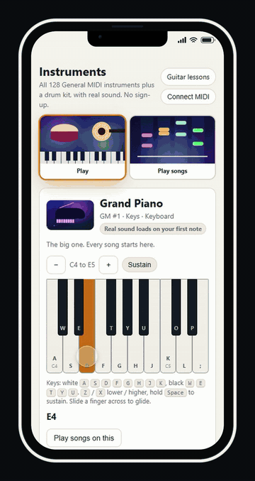 Instruments running on a phone