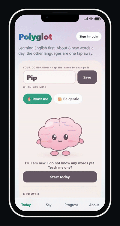 Polyglot running on a phone
